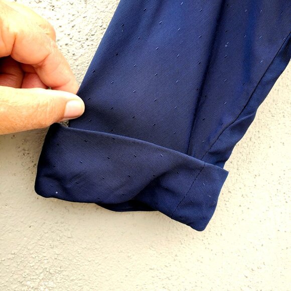 Vintage 1940s Navy Blue Rayon Wiggle Dress Curvy Hourglass 10 12 - Picture 7 of 12